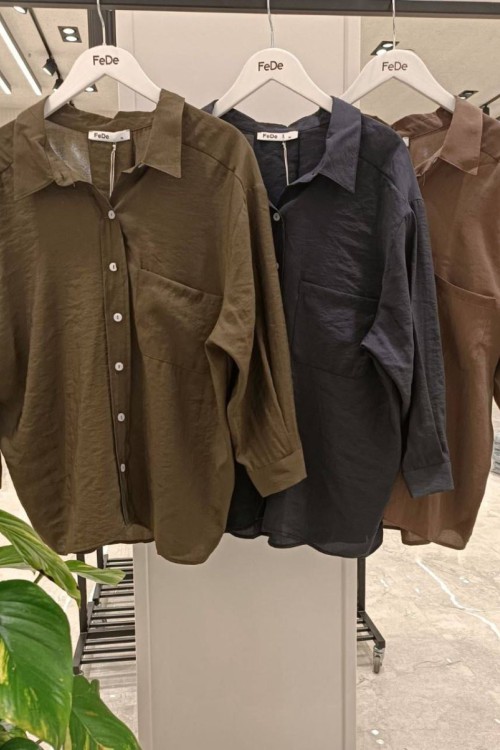 SALAŞ CEPLİ DÜZ GÖMLEK  Siyah