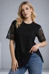 KOLLARI VE ÖNÜ DANTELLİ KISAKOL BLUZ Siyah