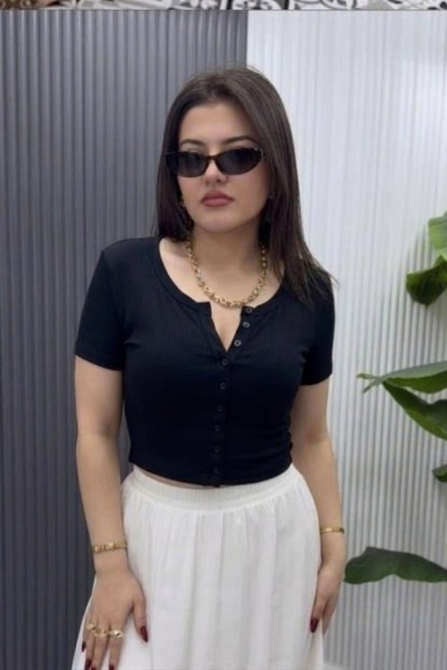 ÇITÇITLI KISAKOL CROP  BODY  Siyah