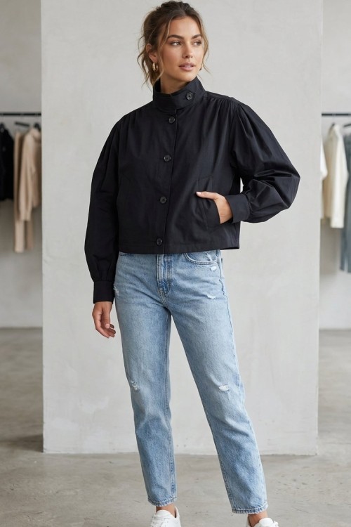 BOYNU VE CEBİ DÜĞMELİ OMZU BÜZGÜLÜ TRENÇKOT  Yeşil