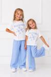 HELLO SUNSHINE ÇİÇEKLİ ALT UZUN TAKIM Açık Mavi