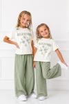 HELLO SUNSHINE ÇİÇEKLİ ALT UZUN TAKIM Yeşil