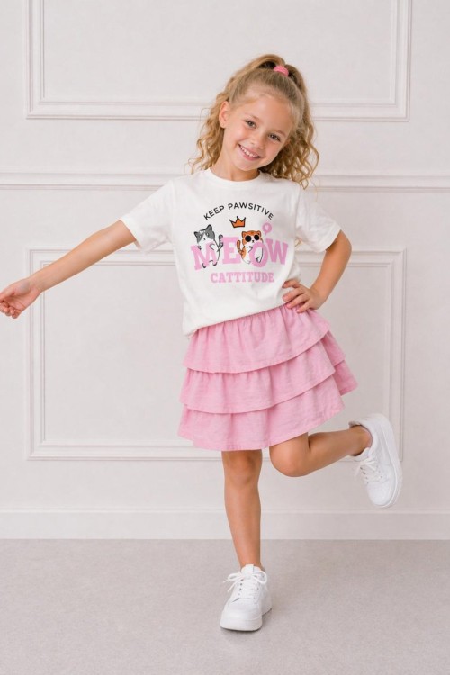 MEOW CATTITUDE KAT KAT ETEKLİ TAKIM Pembe