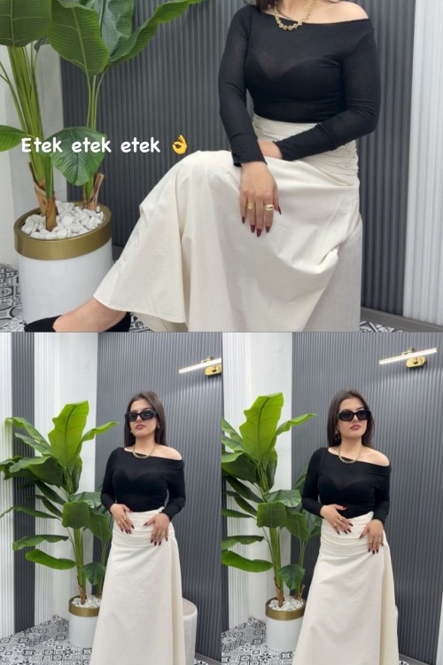 TRANSPARAN KAYIK YAKA BLUZ Siyah