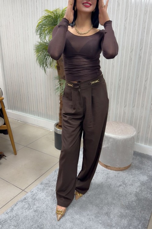 TRANSPARAN KAYIK YAKA BLUZ Bordo