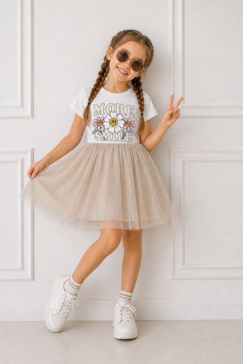 Kampanyalı More Smile Elbise Bej