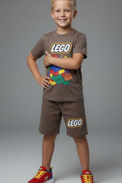 LEGO BASKILI ŞORTLU TAKIM  Kahverengi