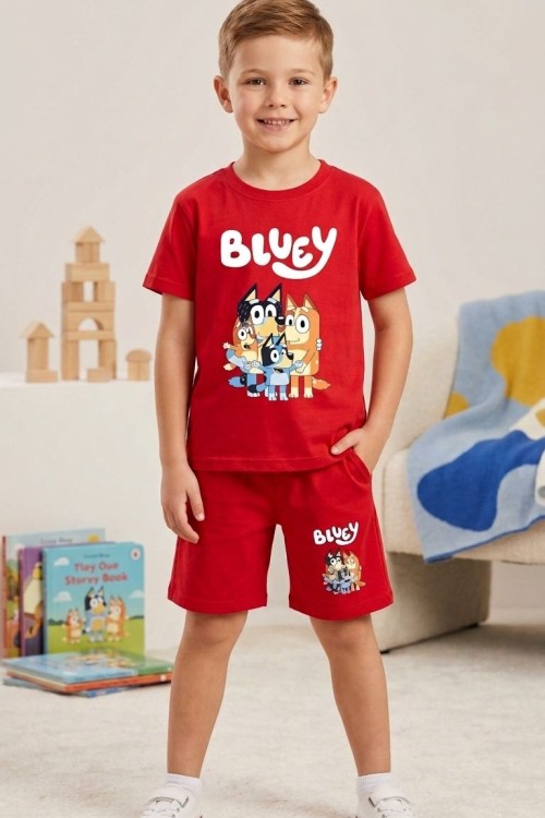 BLUEY ŞORTLU TAKIM  Kırmızı