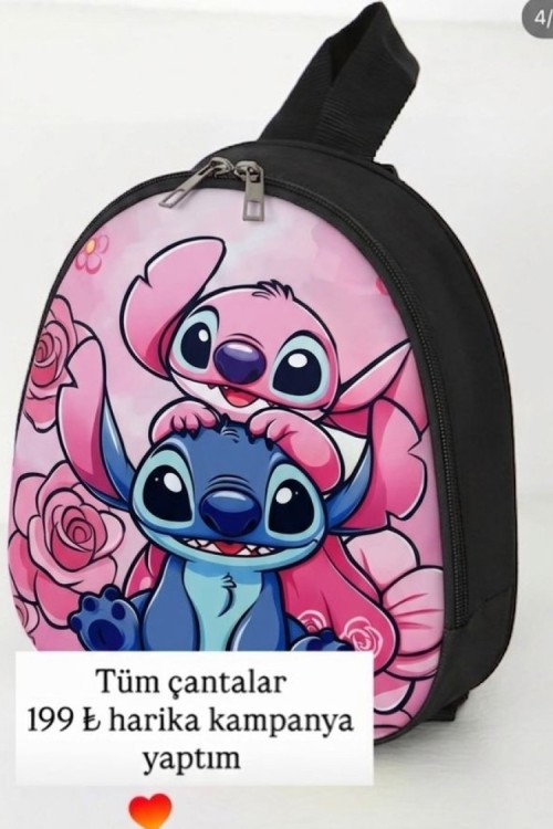ÇİÇEKLİ STİCH SIRT ÇANTA  Pembe