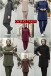 SADE DÜZ UZUN OYSHO TUNİK TAKIM  Kahverengi