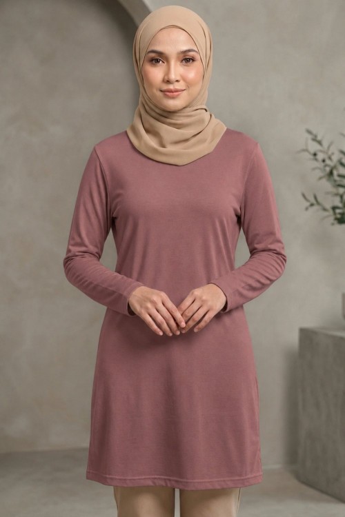 DÜZ SADE UZUN TUNİK  Mürdüm