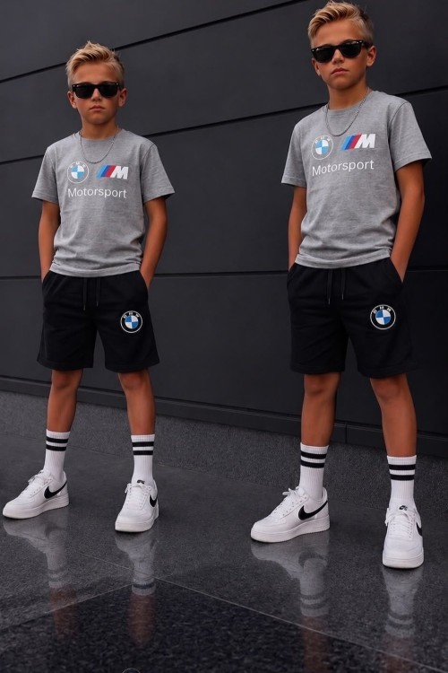 UYGUN KÜÇÜKLER BMW ŞORTLU TAKIM  Gri