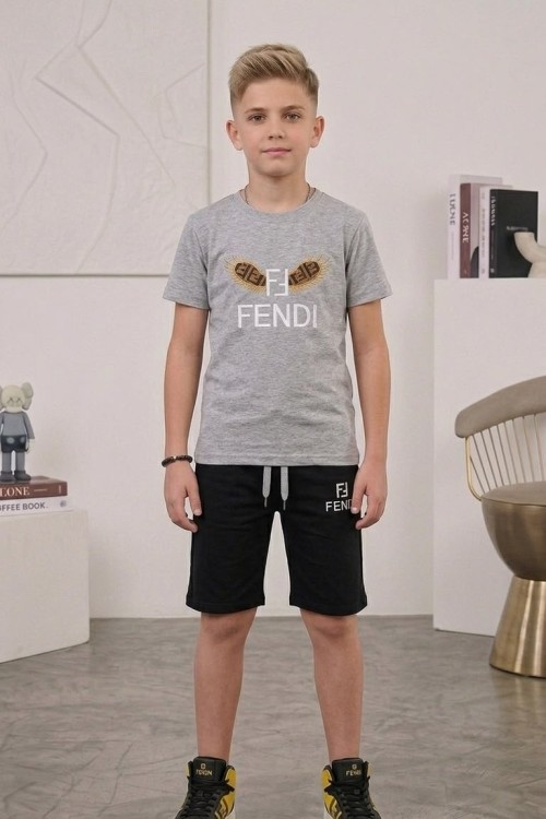 UYGUN KÜÇÜKLER FENDİ ŞORTLU TAKIM Gri