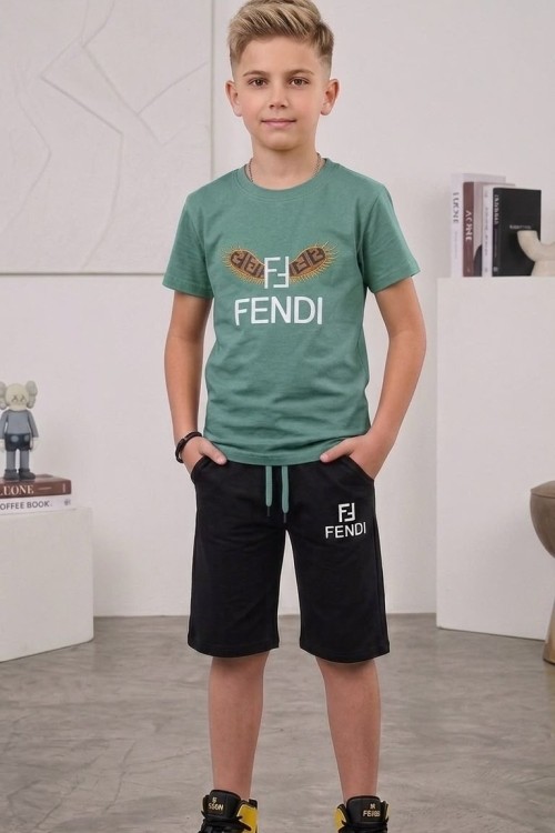 UYGUN KÜÇÜKLER FENDİ ŞORTLU TAKIM Mint Yeşili