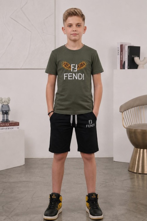UYGUN BÜYÜKLER FENDİ ŞORTLU TAKIM  Haki