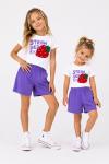 KAMPANYALI STRAWBERRY ÇİLEKLİ ŞORTLU TAKIM  Mor