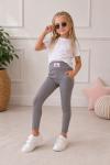 YÜKSEK BEL BARBİE ETİKETLİ DÜZ FİTİLLİ TAYT Gri