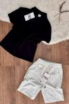 ZARA 2 DÜĞMELİ ALT ÇİZGİLİ ŞORTLU TAKIM  Beyaz