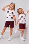 KAMPANYALI SUMMER GİRL FİYONKLU ŞORTLU TAKIM  Bordo