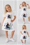FROZEN DESENLİ PENYE ELBİSE  Krem