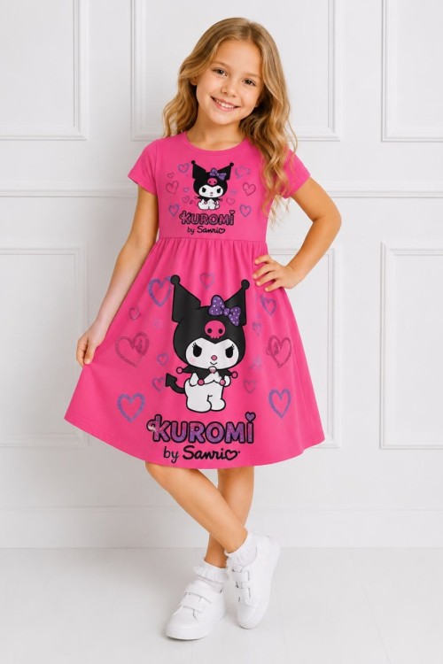 KUROMİ KALPLİ PENYE ELBİSE Pembe