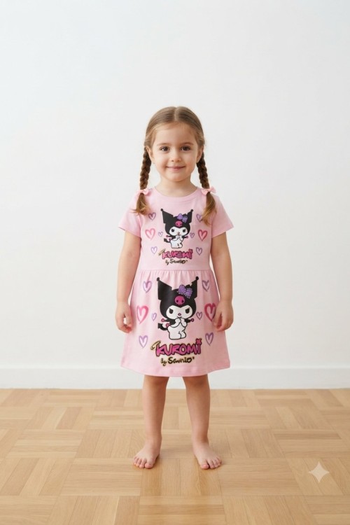 KUROMİ KALPLİ PENYE ELBİSE Pudra