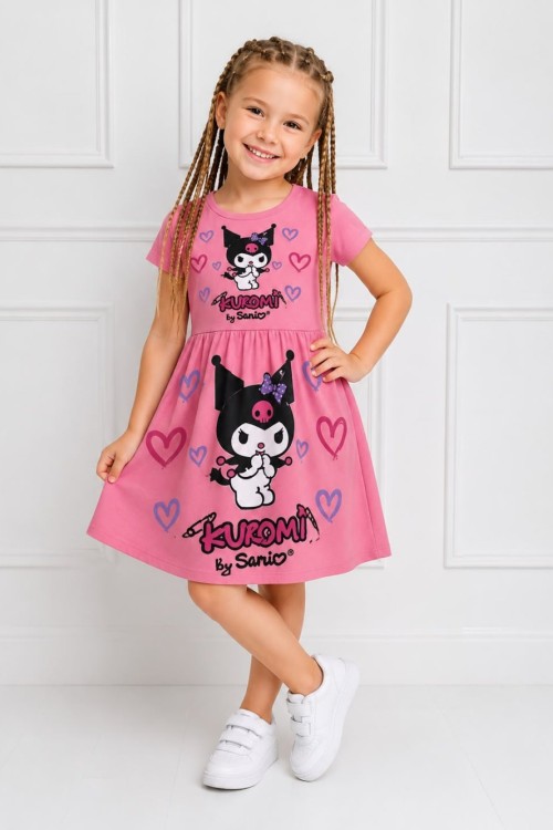 KUROMİ KALPLİ PENYE ELBİSE Açık Pembe