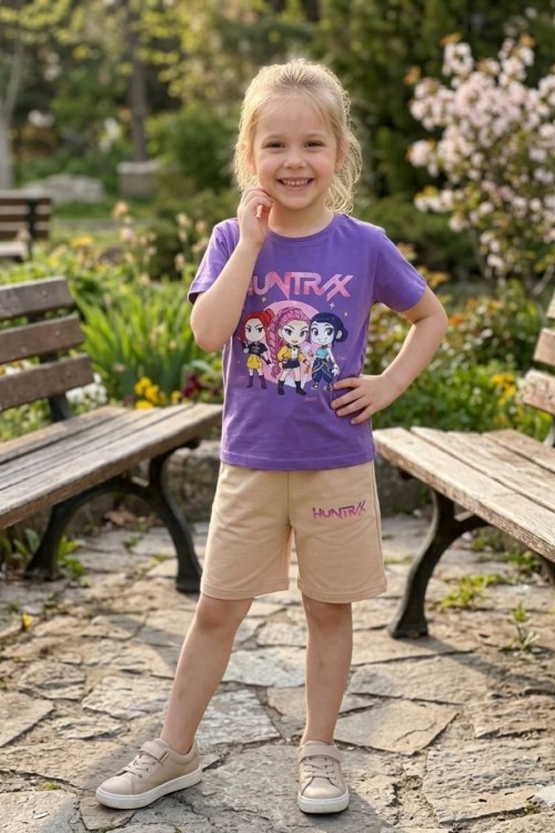 HUNTRAX 3 KIZLI ŞORTLU TAKIM  Mor