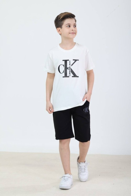 GARSON BOY CALVİN CK ŞORTLU TAKIM  Beyaz