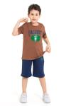GARSON BOY LACOSTE TİMSAH DESENLİ ŞORTLU TAKIM  Hardal Sarısı