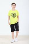 GARSON BOY KENZO ASLAN DESENLİ ŞORTLU TAKIM  Sarı