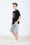 GARSON BOY KENZO ASLAN DESENLİ ŞORTLU TAKIM  Siyah