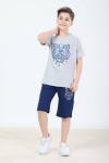 GARSON BOY KENZO ASLAN DESENLİ ŞORTLU TAKIM  Açık Gri