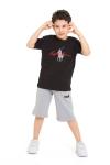 GARSON BOY ATLI POLO ŞORTLU TAKIM  Siyah