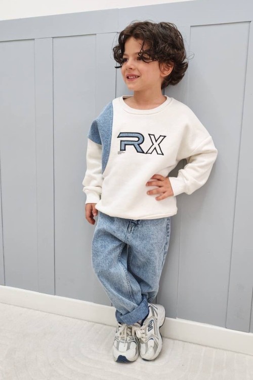3 İP RX YAZILI ERKEK TAKIM  Beyaz