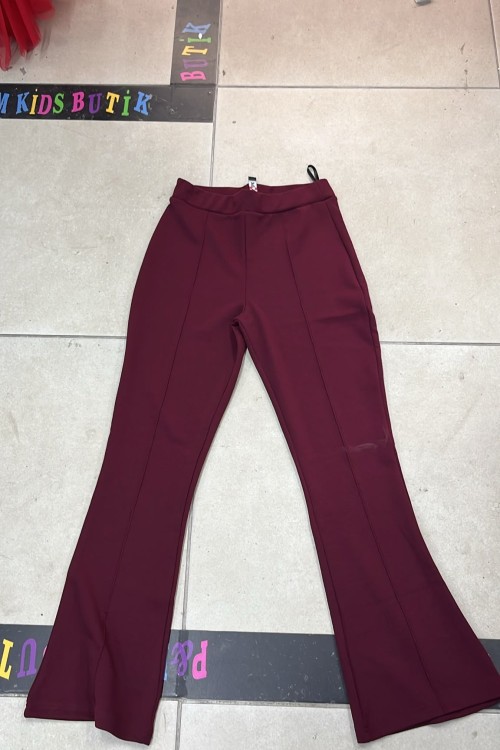 KREP KUMAŞ ÇİMALI CEPSİZ PANTOLON  Bordo