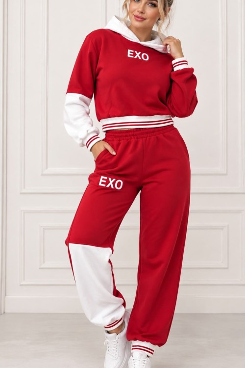 EXO BASKILI EŞOFMAN TAKIMI  Kırmızı