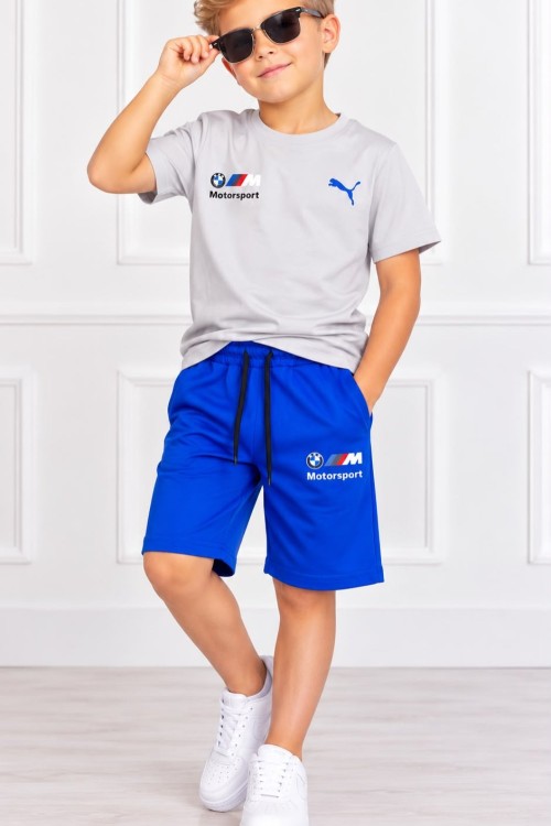 MOTORSPORT BASKILI ŞORTLU TAKIM  Gri