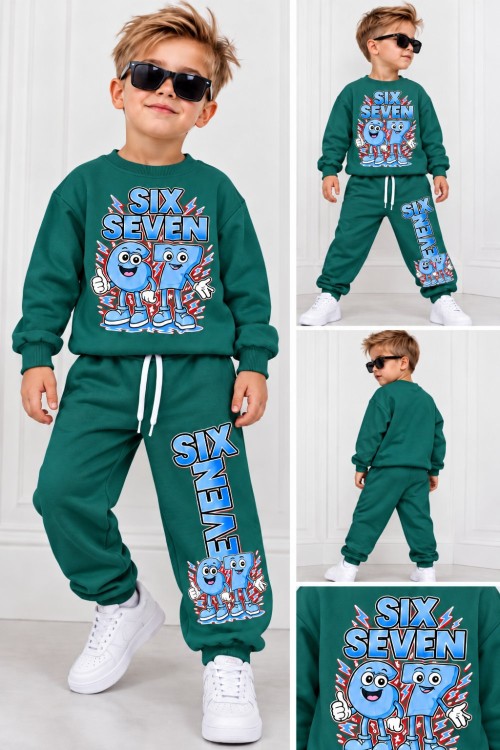 SİX SEVEN YAZILI ERKEK EŞOFMAN TAKIMI Yeşil