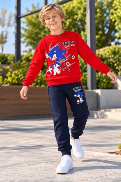 SONİC HEDGEHOG 2 İPLİK EŞOFMAN TAKIMI  Kırmızı