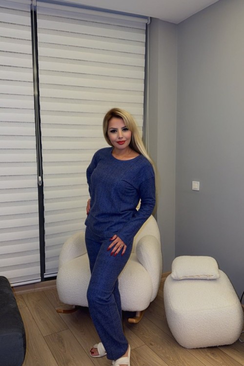 DÜZ ÖRME KUMAŞ YUMOŞ PİJAMA Lacivert