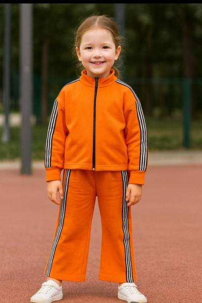 2 İP FERMUARLI FLOTA CEP DETAYLI KIZ TAKIM Turuncu