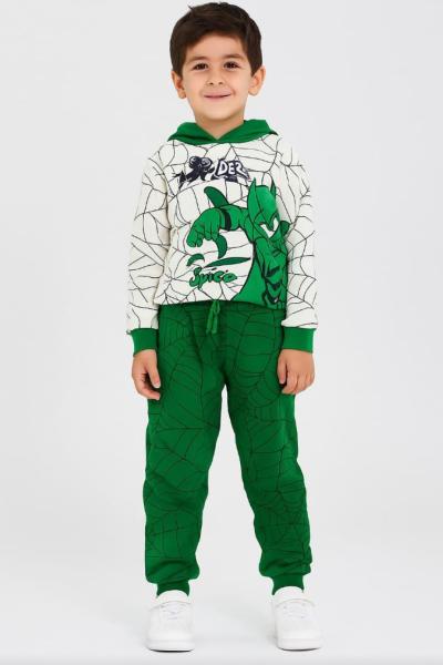 2 İP KAPŞONLU SPİDERMAN  ERKEK EŞOFMAN TAKIMI  Yeşil