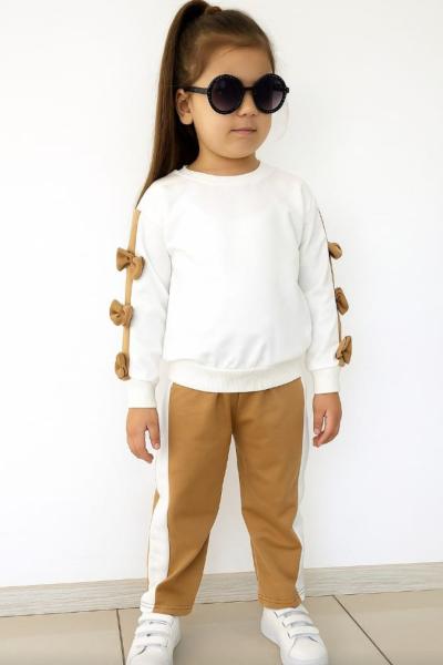 2 İP KOL FİYONKLU ALT ŞERİTLİ EŞOFMAN TAKIMI Bej