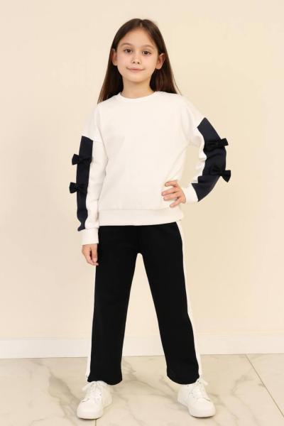 2 İP KOLLARI FİYONKLU OYSHO EŞOFMAN TAKIMI  Siyah