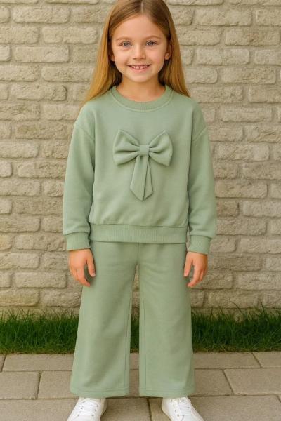 2 İP ÖNÜ FİYONKLU SADE İSPANYOL KIZ TAKIM  Yeşil