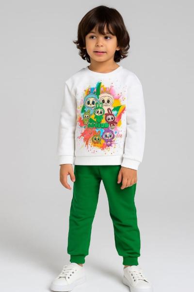 2 İP ŞARSONSUZ RENKLİ ÇOKLU LABUBU EŞOFMAN TAKİMİ Yeşil