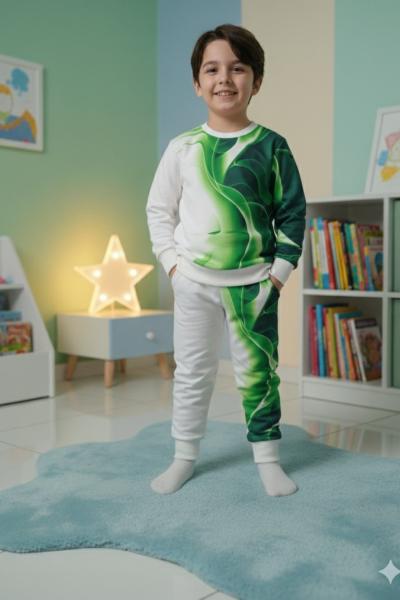 2 İP ŞARDONSUZ FOSFORLU EŞOFMAN TAKIMI  Yeşil