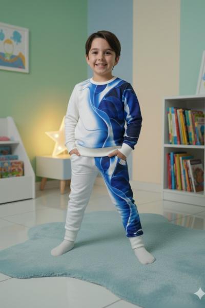 2 İP ŞARDONSUZ FOSFORLU EŞOFMAN TAKIMI  Mavi