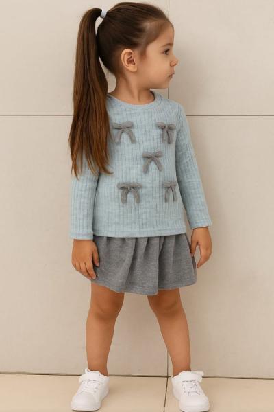 2 İP SİM BALON ETEKLİ FİYONKLU TAKIM Gri